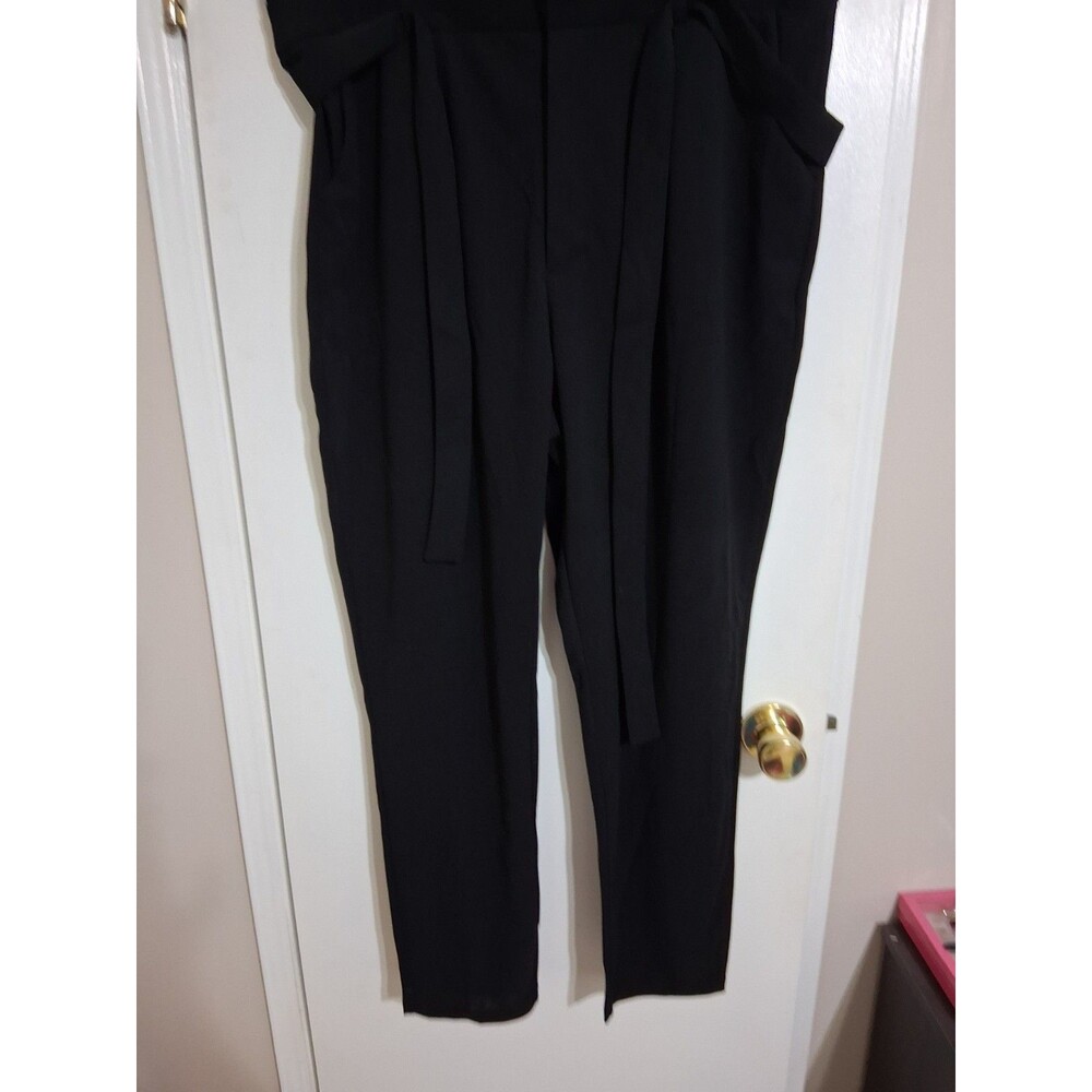 SHEIN Curve Women’s Black Plus Pleated Front Solid Tie Closure Dress Pants 2XL